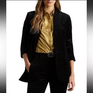 New Lauren Ralph Lauren Stretch Velvet Notch Lapel Blazer Jacket size 8